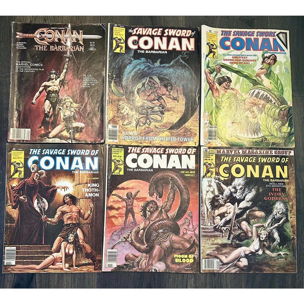Lot Of 6- THE SAVAGE SWORD OF CONAN The Barbarian comic book MARVEL magazine